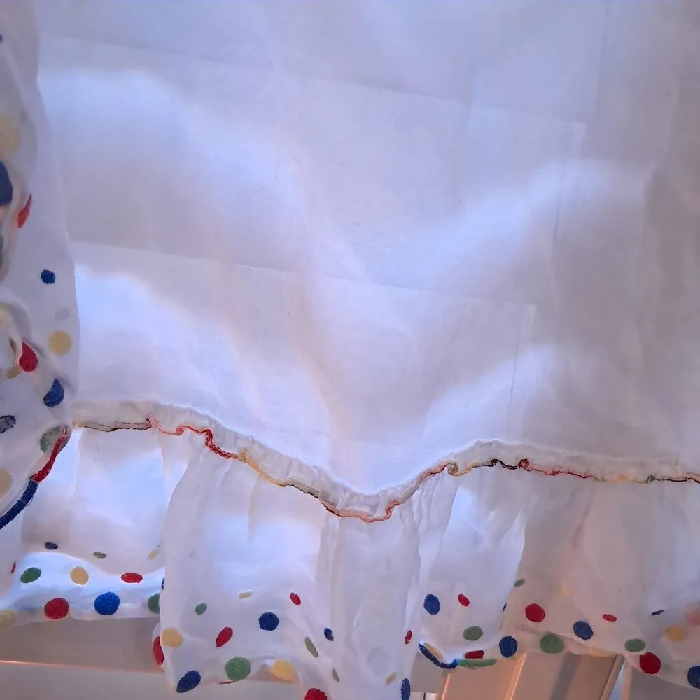 Vintage kitchen cafe curtains polka dots rainbow‎ primary colors white whimsy